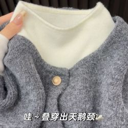 奶fufu软糯针织长袖秋冬毛衣简约韩系内搭加厚半高领