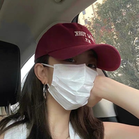 晴子Studio~大脸女孩冲~宵夜同款美式休闲刺绣软顶显瘦宽棒球帽