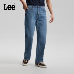 Lee 直筒日常经典五袋款蓝色男士牛仔裤休闲潮流