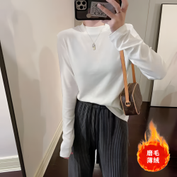 秋冬长袖打底衫女内搭加绒保暖百搭纯色t恤2882