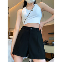 黑色休闲外穿夏季女薄款高腰显瘦a字阔腿裤小个子大码西装裤