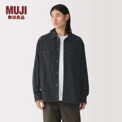 無印良品 MUJI 男式 法兰绒 衬衫式夹克 男士外套 26年秋季 AC247C6A上衣 深灰色 S (165/84A)