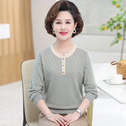 中年妈妈高档大码中老年女装宽松打底衫洋气长袖高贵妈妈装打底衫