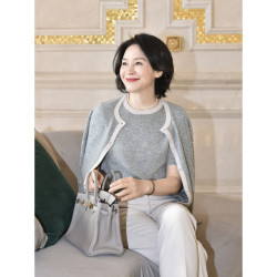 Ruien.Co 星空碎片 重工烫钻30羊绒70羊毛秋香风开衫两件套