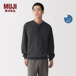 無印良品 MUJI 华夫格亨利领长袖T恤