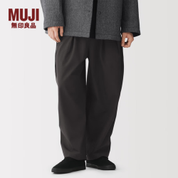 無印良品 MUJI 男式 方形剪裁廓形裤 男士长裤子男装 26年秋季AE12HA6A 黑色 S （165/72A）