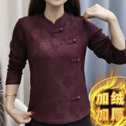 提花国风盘口加绒保暖百搭减龄宽松