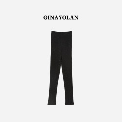 GINAYOLAN/瑾颜奢华面料亮闪紧致修身休闲裤打底裤