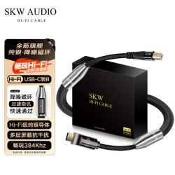 SKW 旗舰级纯银type-c转B方口音频线 USB-C数据线 手机电脑平板DAC解码功放连接线 HEAudio12C-1米