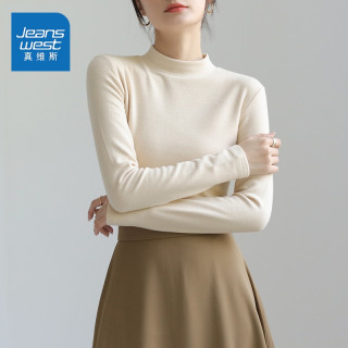 真维斯 保暖打底衫女半高领加绒双面磨毛内搭2026新款秋冬季上衣女