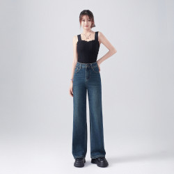 FXFULAOBAN/福兴福老板|心念|高腰直筒牛仔裤女新款阔腿裤子秋冬