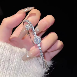 洛梵欣饰 感闪满钻手链女轻奢ins风小众设计手环手饰 银色锆石手链