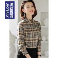 璐丝百丽 20020 格衬衫格子衬衣时尚气质设计感长袖