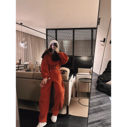 洋气2026卫衣女秋冬套装慵懒风新款气质感减龄红色卫裤两件套