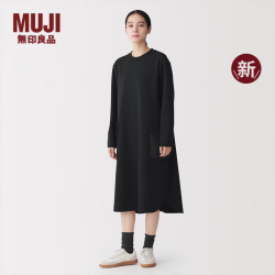 無印良品 MUJI 女式 不易沾水双层编织毛圈连衣裙女装裙子26年秋季新品BB2YQA6A 黑色 S (155/80A)