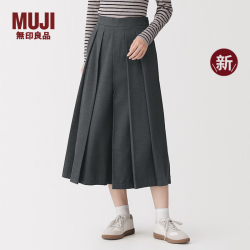 無印良品 MUJI 女式 方形剪裁 起毛裙裤 裤子女款女装 26年秋季新品 BE21RC6A 深灰色 M (160/66A)