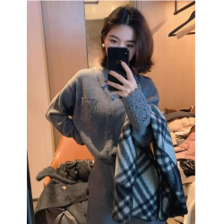 减龄百搭！气质衬衣翻领慵懒针织开衫毛衣秋冬1437