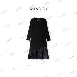MISS SA秋冬新款重工钉珠亮片设计气质洋气百搭连衣裙 ZL25129832