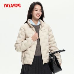鸭鸭羽绒服 鸭鸭2026年新品轻薄羽绒服女格纹时尚简约小个子保暖反季短外套潮