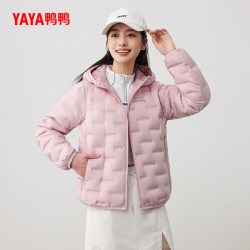 鸭鸭羽绒服 鸭鸭轻薄羽绒服女2026冬季新款短款宽松百搭连帽90鸭绒保暖外套