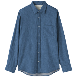 無印良品 MUJI AC22UA6A 纯棉长袖衬衫 蓝色 L