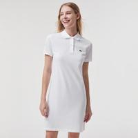 LACOSTE 法国鳄鱼 女装简约休闲中长款纯棉Polo领连衣裙气质裙子优雅