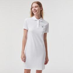LACOSTE 法国鳄鱼 女装简约休闲中长款纯棉Polo领连衣裙气质裙子优雅