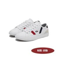 LACOSTE 法国鳄鱼女鞋复古双色拼接条纹设计织物低帮休闲鞋时尚系带运动鞋