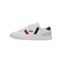 Lacoste 法国鳄鱼女鞋复古双色拼接条纹设计织物低帮休闲鞋时尚系带运动鞋