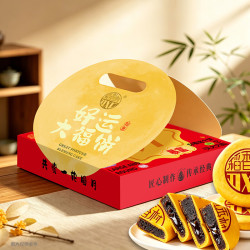 稻香村 燕窝拉丝麻薯芝士流心月饼礼盒喜乐·团圆500g