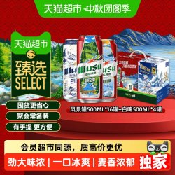 乌苏啤酒 猫超臻选乌苏啤酒红+白礼盒装500ml*20罐装啤酒过节送礼礼盒