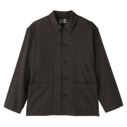 無印良品 MUJI AC24UA6A 法兰绒盘扣 深棕色 S 男士衬衫