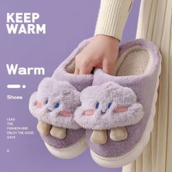 apcans 冬季毛绒保暖防滑厚底云朵棉拖鞋