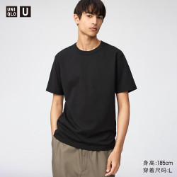 优衣库 485563 圆领短袖T恤 黑色 L