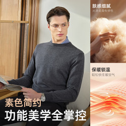 雅戈尔 男士秋冬季纯羊毛圆领舒适透气绵羊毛衫