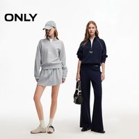 ONLY 2026秋季新款烟囱领半拉链宽松刺绣短款立领休闲感卫衣女