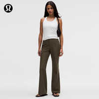 lululemon EasyFive 女士高腰微喇裤 橄榄绿棕 26码