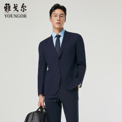 雅戈尔 男士春秋季修身舒适透气商务针织西服