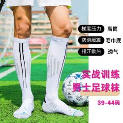 SPORTS HOUSE Sport’ s House男士专业赛场实战足球袜高弹压缩缓震毛巾底透气抗菌防臭马拉松袜 白色