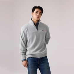 Levi's 26年秋季新款男士美式复古立领加绒针织休闲卫衣