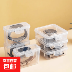 京喜自营-专用品牌 ins无印风桌面收纳盒腕表收藏透明展示盒儿童电子表整理高档手表存储盒 透明正方形[9.5cm*9.5cm*2.8cm】