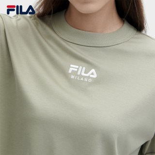 FILA 官方女子针织短袖衫夏新款时尚休闲简约宽松纯棉T恤