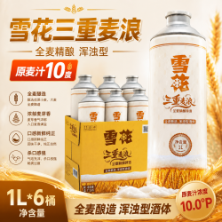 雪花 三重麦浪啤酒 1L*6桶 全麦精酿浑浊型