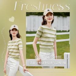 欧莎 夏季女式时尚圆领短袖薄款透气打底衫T恤上衣