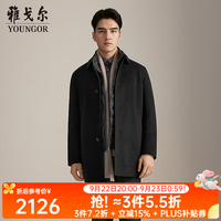 雅戈尔 大衣男羊毛混纺双面尼可脱卸羽绒内胆大衣舒适 黑色YYSY01N161AFA S 165/88A