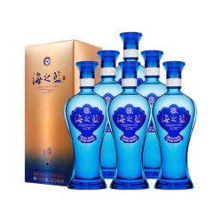 洋河 淘金币价：553.06元 洋河海之蓝42度480ml*6瓶绵柔型浓香白酒(非原箱 无礼袋)-2018版