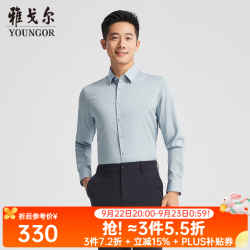 雅戈尔 长袖衬衫男素色DP免烫衬衫棉弹面料舒适透气 蓝色YLDD110781HFY 40