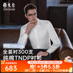 雅戈尔 300支免烫长袖衬衫男VLTP119675BJA 37 （165/80A）