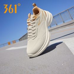 361° 跑步鞋男革面防泼水时尚运动鞋缓震轻便防滑耐磨舒适休闲鞋