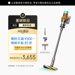 dyson V12 Detect Slim轻量显尘除螨吸尘器 光学探测 170AW大吸力 家用  黄色